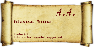 Alexics Anina névjegykártya